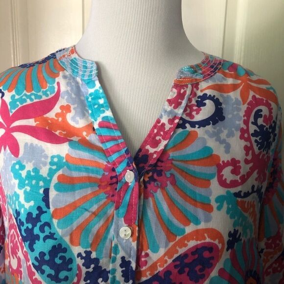 Talbots 100% Linen Floral Blouse - Picture 5 of 8